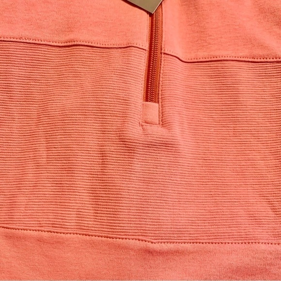 NWT Van Heusen Pullover Top Men’s Large Salmon 100% Cotton 1/4 Zip Ribbed Panel - Picture 4 of 12